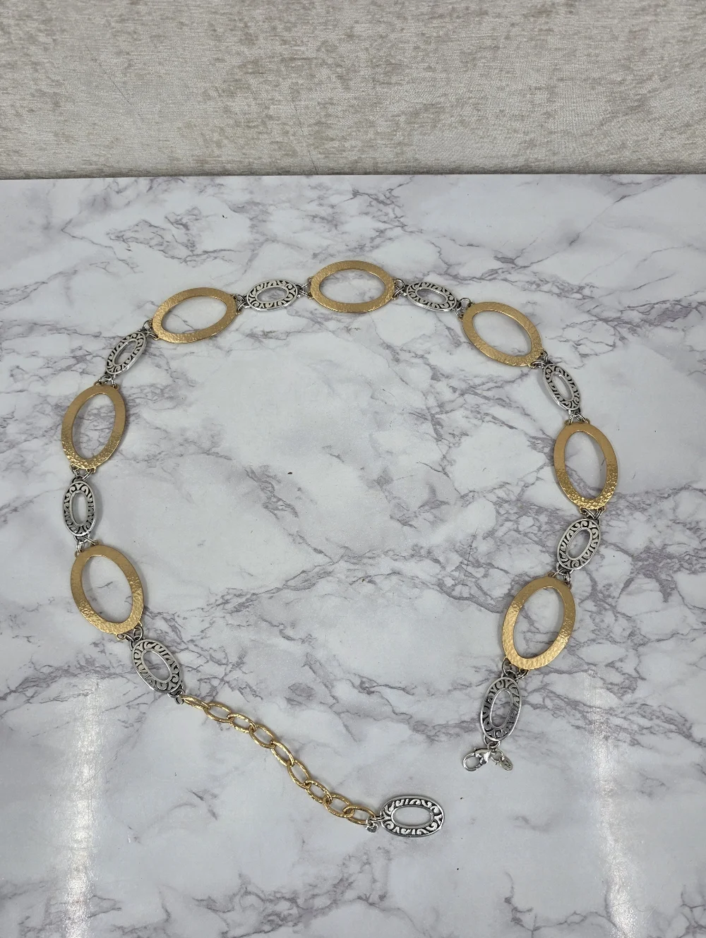 Brighton Vintage Gold and Silver Toned Oval Chain Waist Belt